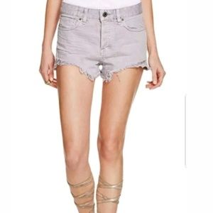 Free People  Distressed Raw Hem Denim Gray Shorts